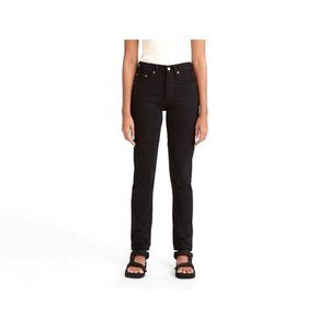 Levis Premium Womens 501 Skinny Jeans 28X32 Black Button Fly High Waisted Denim